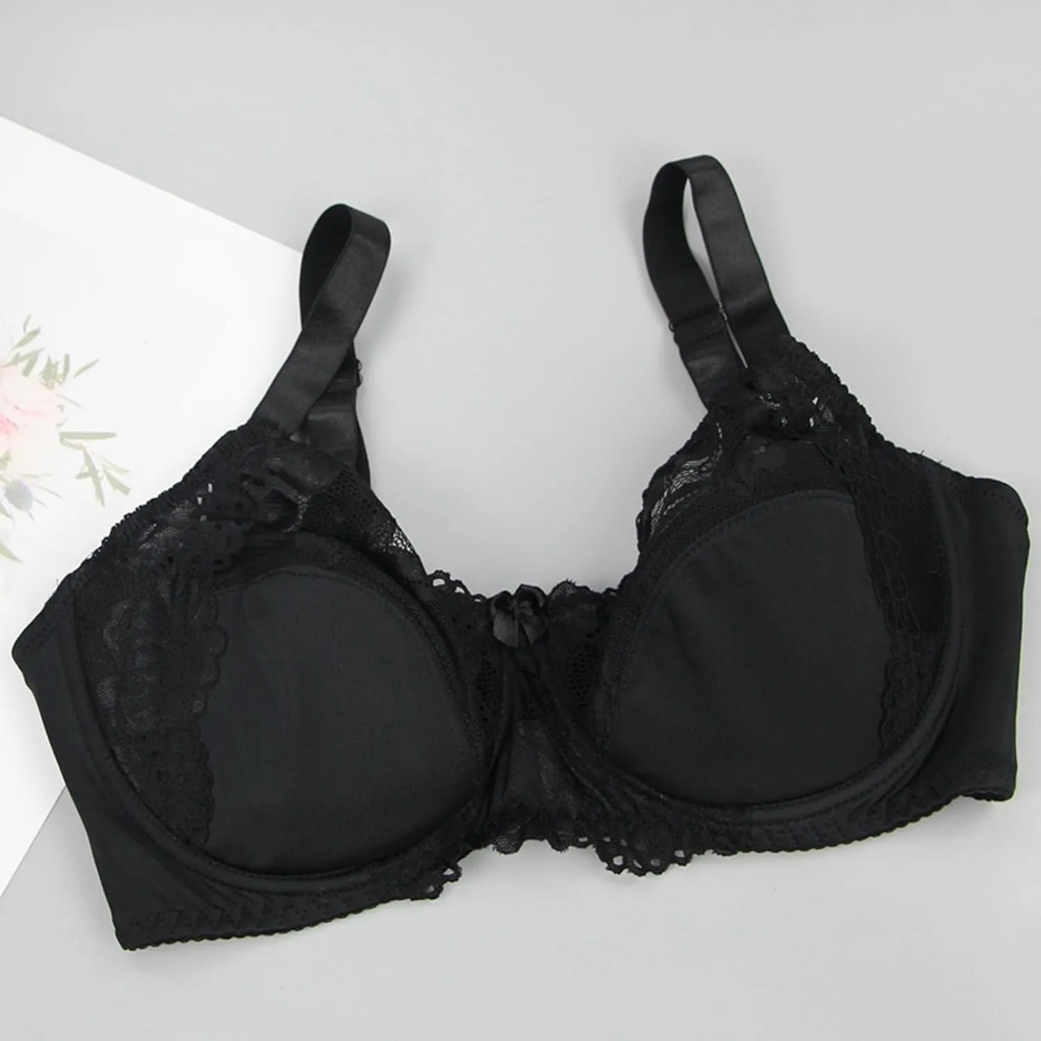 Women T-Shirt Bra Lace Underwire Push-Up Bralettes Full Coverage Brassiere Lightly Lined T-Shirt Bras Ladies Underwear
