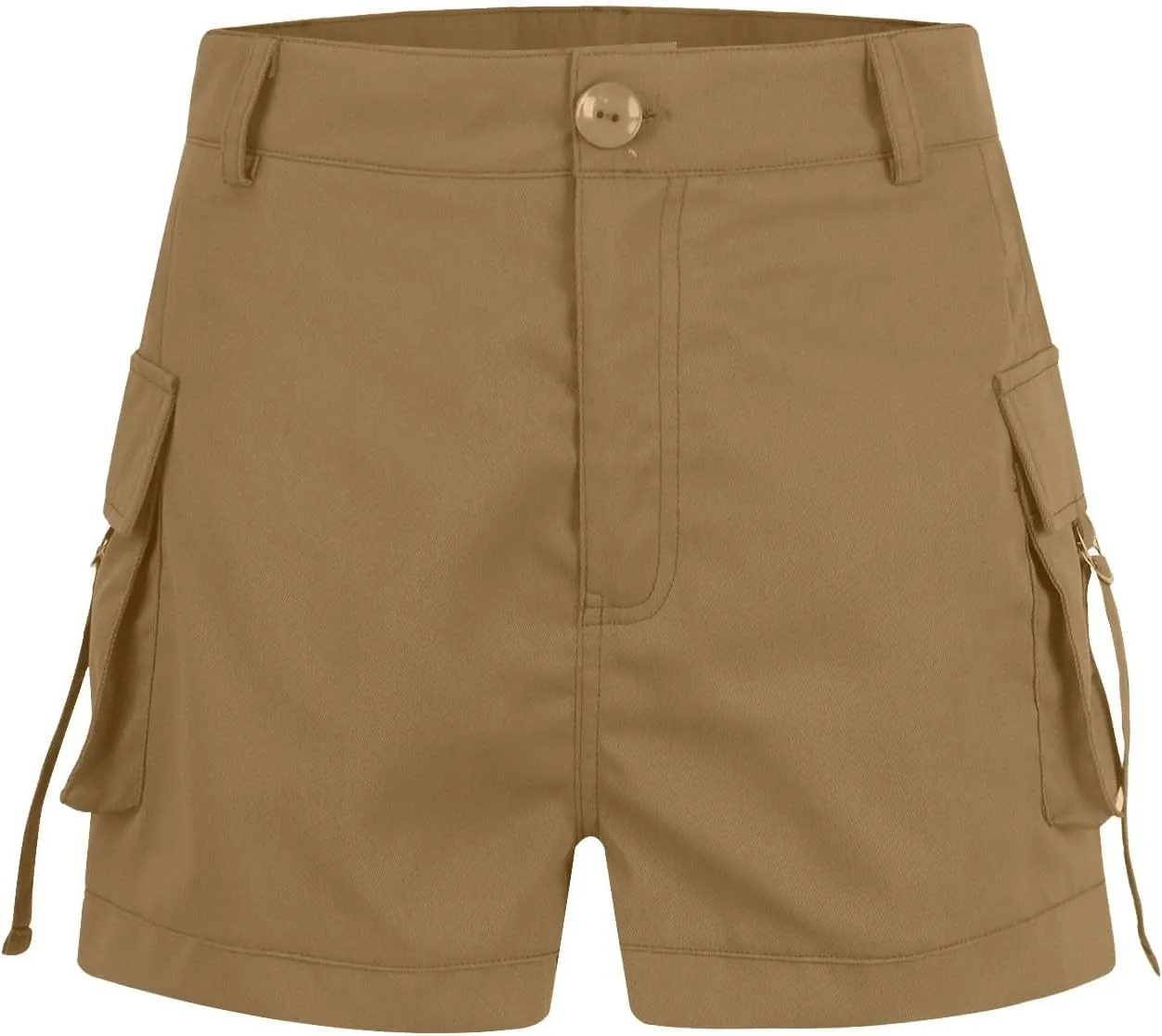 Womens Cargo Shorts Button High Waisted Pull On Shorts Summer Casual Utility Cut Off Shorts Jean Shorts with Pockets
