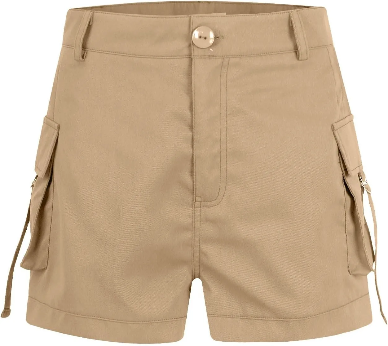 Womens Cargo Shorts Button High Waisted Pull On Shorts Summer Casual Utility Cut Off Shorts Jean Shorts with Pockets
