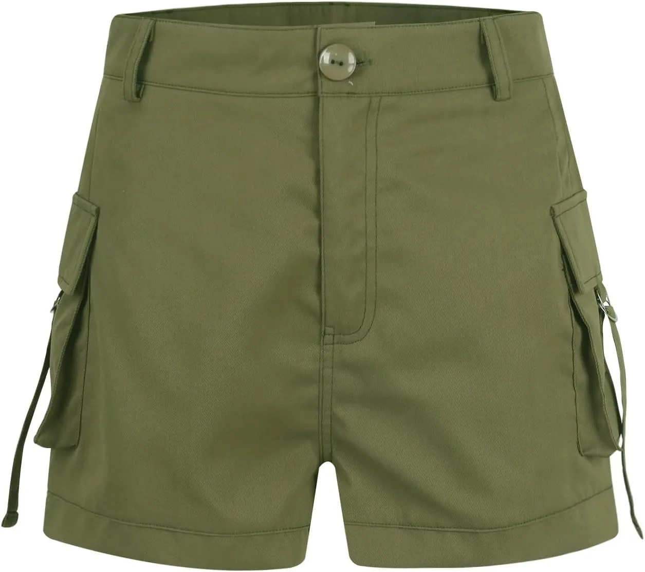 Womens Cargo Shorts Button High Waisted Pull On Shorts Summer Casual Utility Cut Off Shorts Jean Shorts with Pockets
