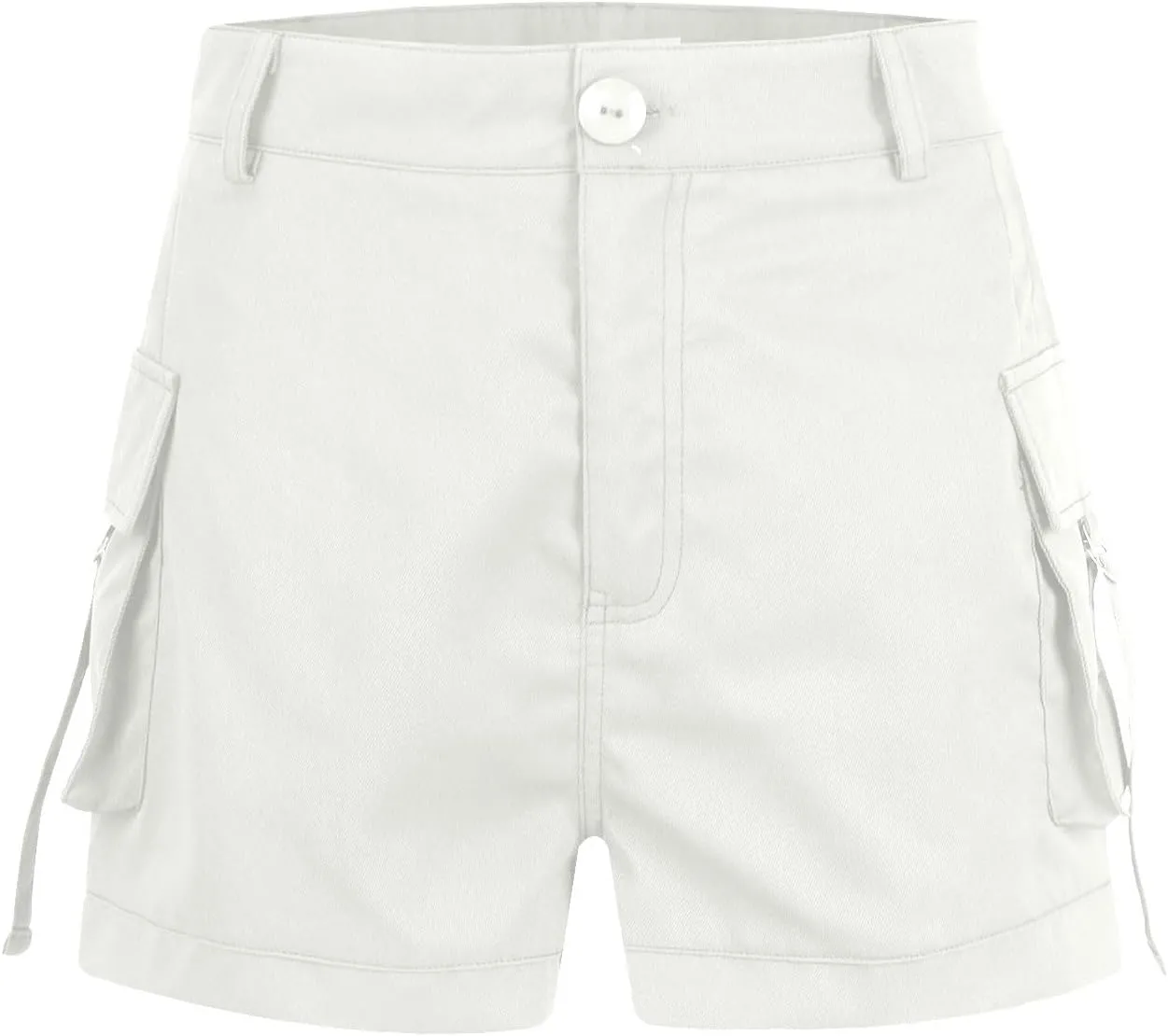 Womens Cargo Shorts Button High Waisted Pull On Shorts Summer Casual Utility Cut Off Shorts Jean Shorts with Pockets
