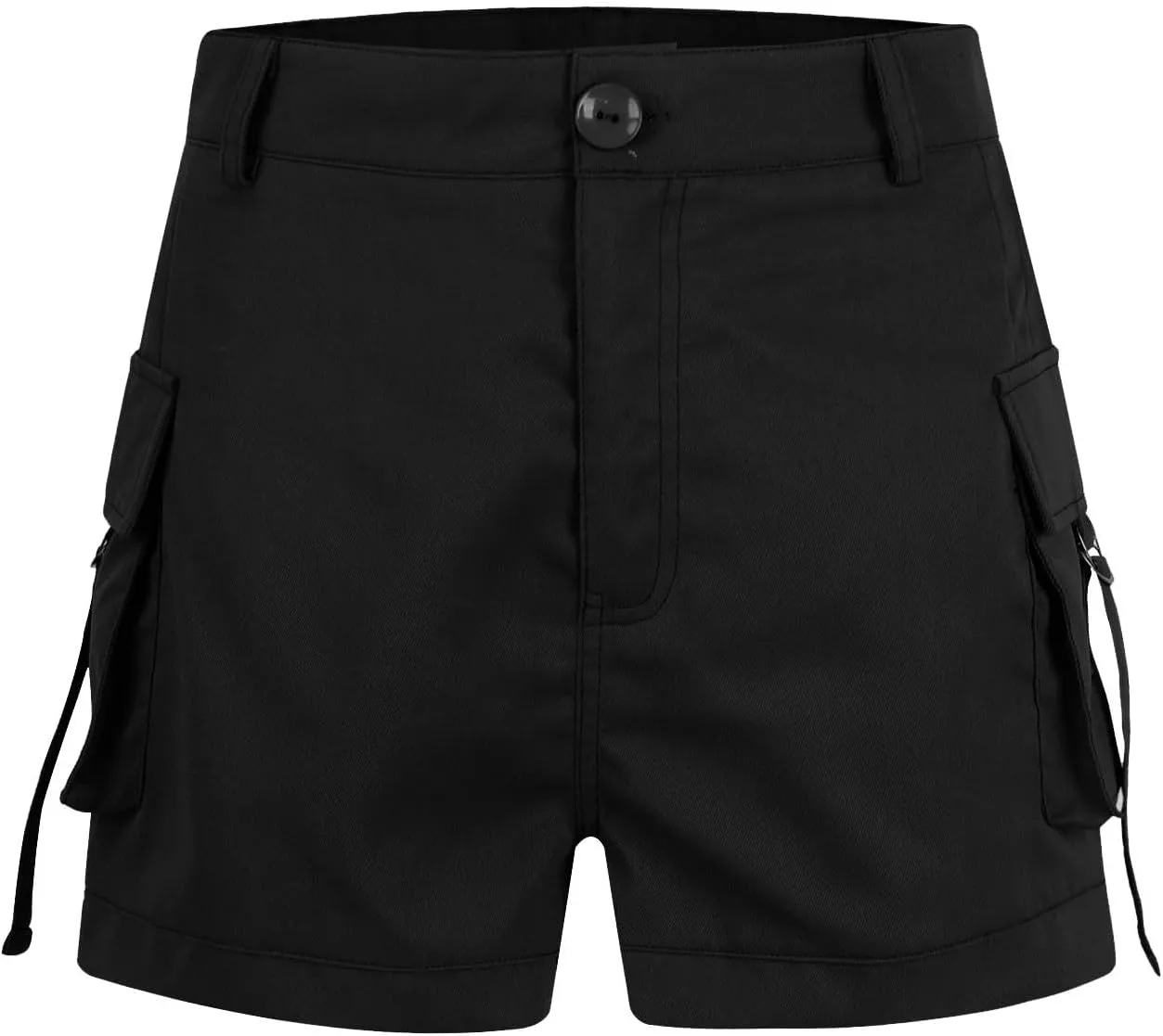 Womens Cargo Shorts Button High Waisted Pull On Shorts Summer Casual Utility Cut Off Shorts Jean Shorts with Pockets