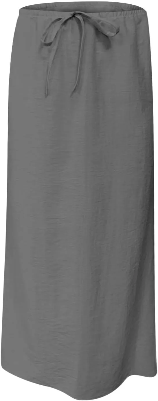 Womens Casual Maxi Skirts 2025 Summer Trendy Long Skirt Drawstring Waist Beach Vacation Soft Comfy Solid Work Clothes