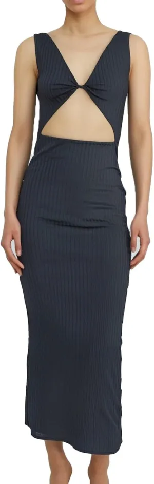 Women's Casual Sleeveless Cutout Front Side Slit Ribbed Knit Bodycon Midi Dresses Floral Summer Dresses for Women
