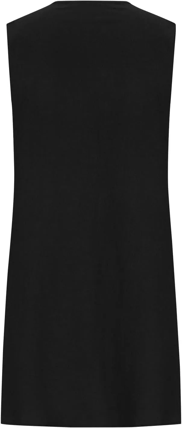 Womens Cotton Linen Shift Dresses Casual Loose Summer Sleeveless Pleated Midi Tshirt Sundress Beach Gauze Dress
