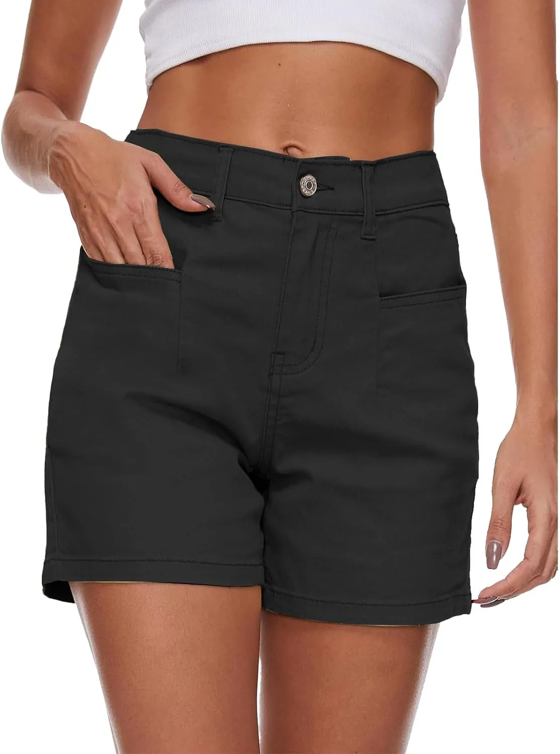 Womens Denim Shorts Casual Stretch Jean Shorts High Waisted Pockets Jean Shorts for Summer
