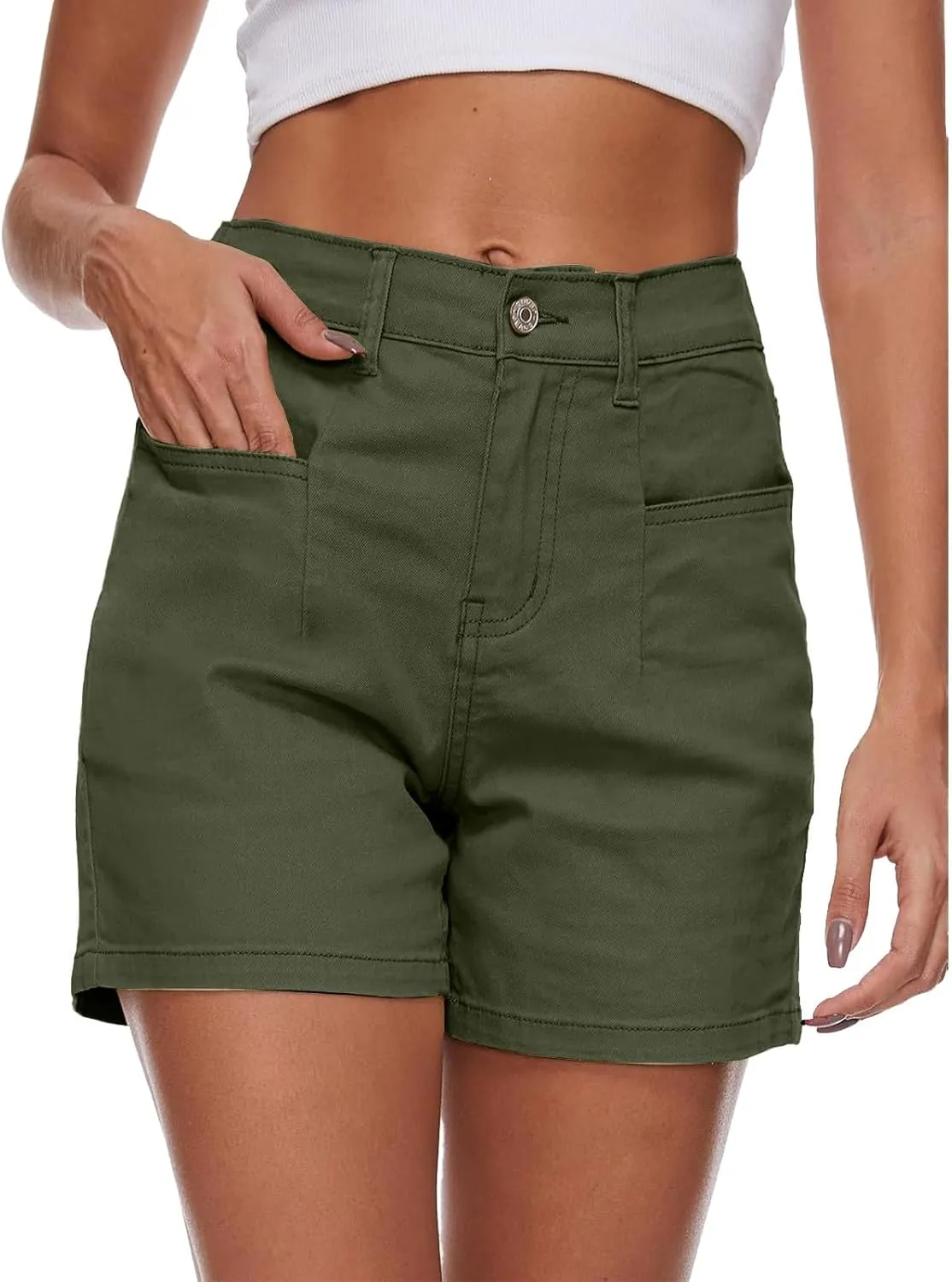 Womens Denim Shorts Casual Stretch Jean Shorts High Waisted Pockets Jean Shorts for Summer