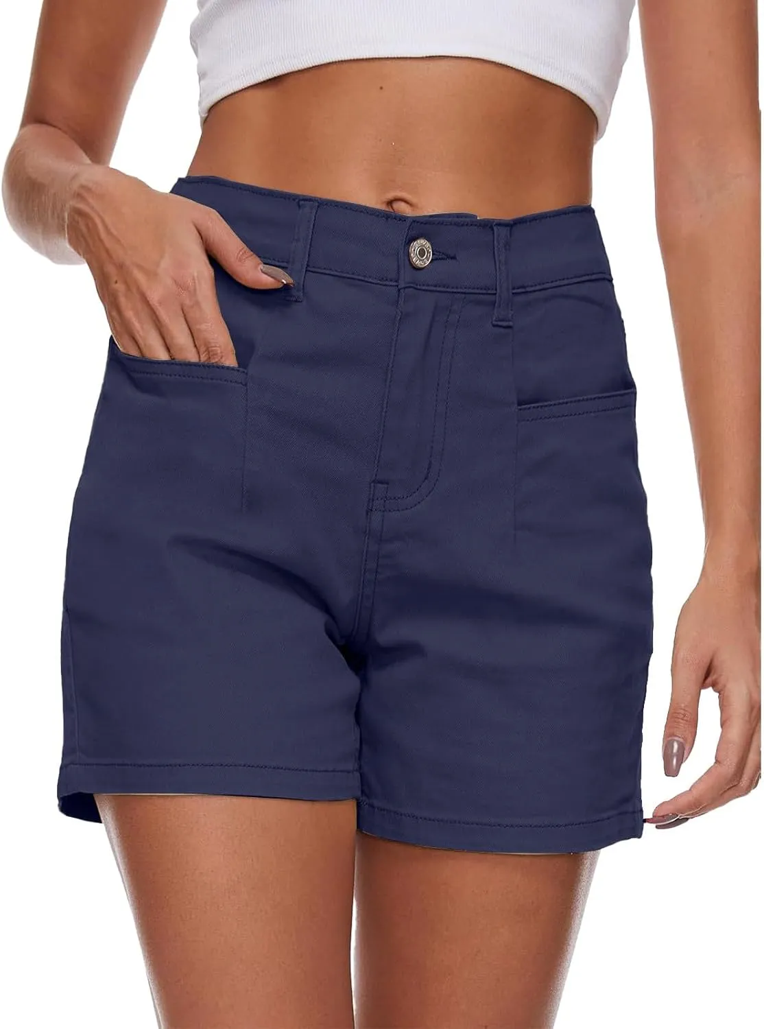 Womens Denim Shorts Casual Stretch Jean Shorts High Waisted Pockets Jean Shorts for Summer