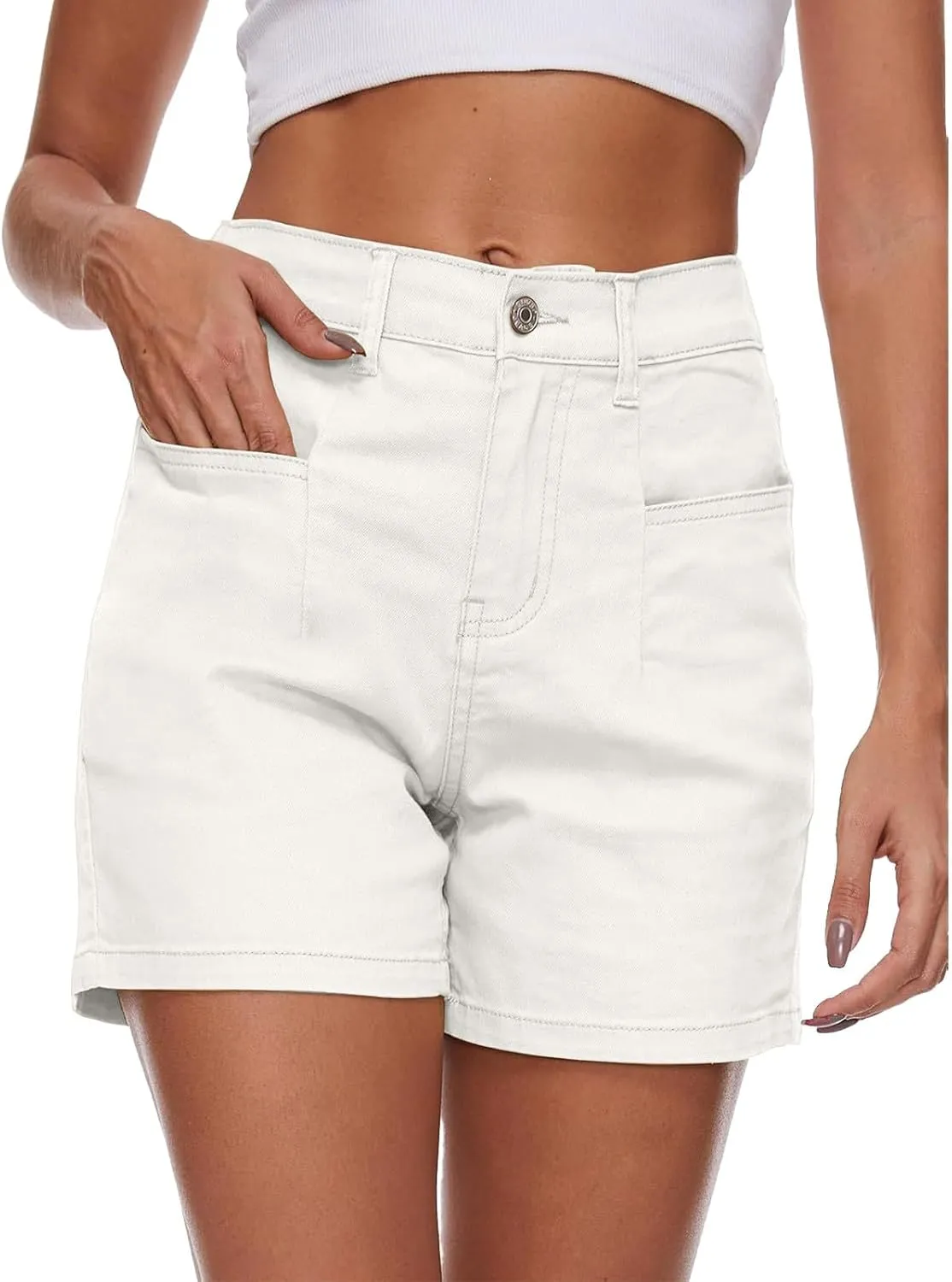 Womens Denim Shorts Casual Stretch Jean Shorts High Waisted Pockets Jean Shorts for Summer