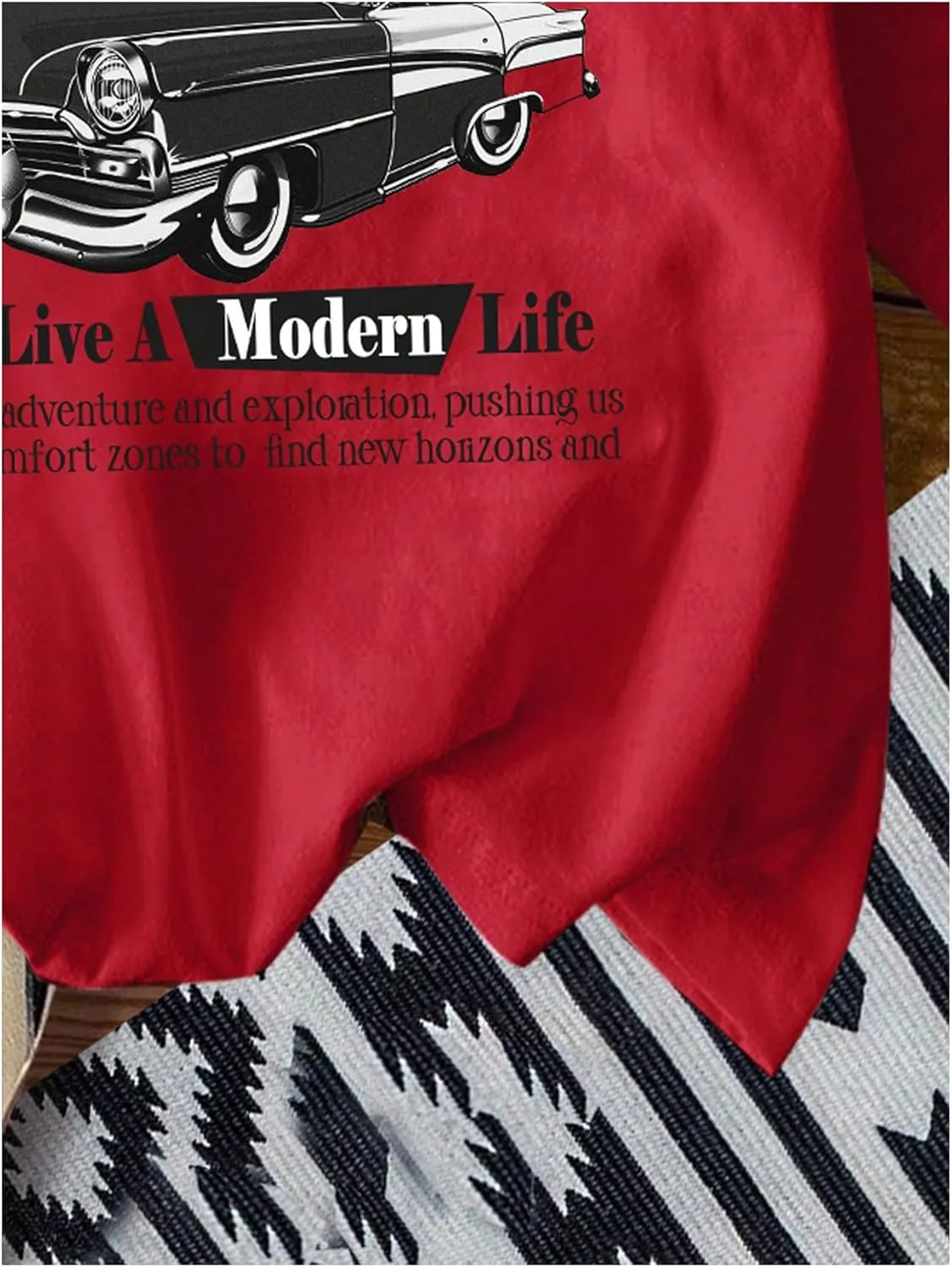 Women's Graphic Letter Tee Crew Neck Drop Shoulder Trendy Summer T Shirt Short Sleeve Vintage Car Print Top