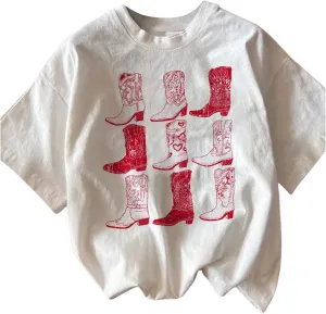 Women's Graphic Letter Tee Crew Neck Drop Shoulder Trendy Summer T Shirt Short Sleeve Vintage Car Print Top