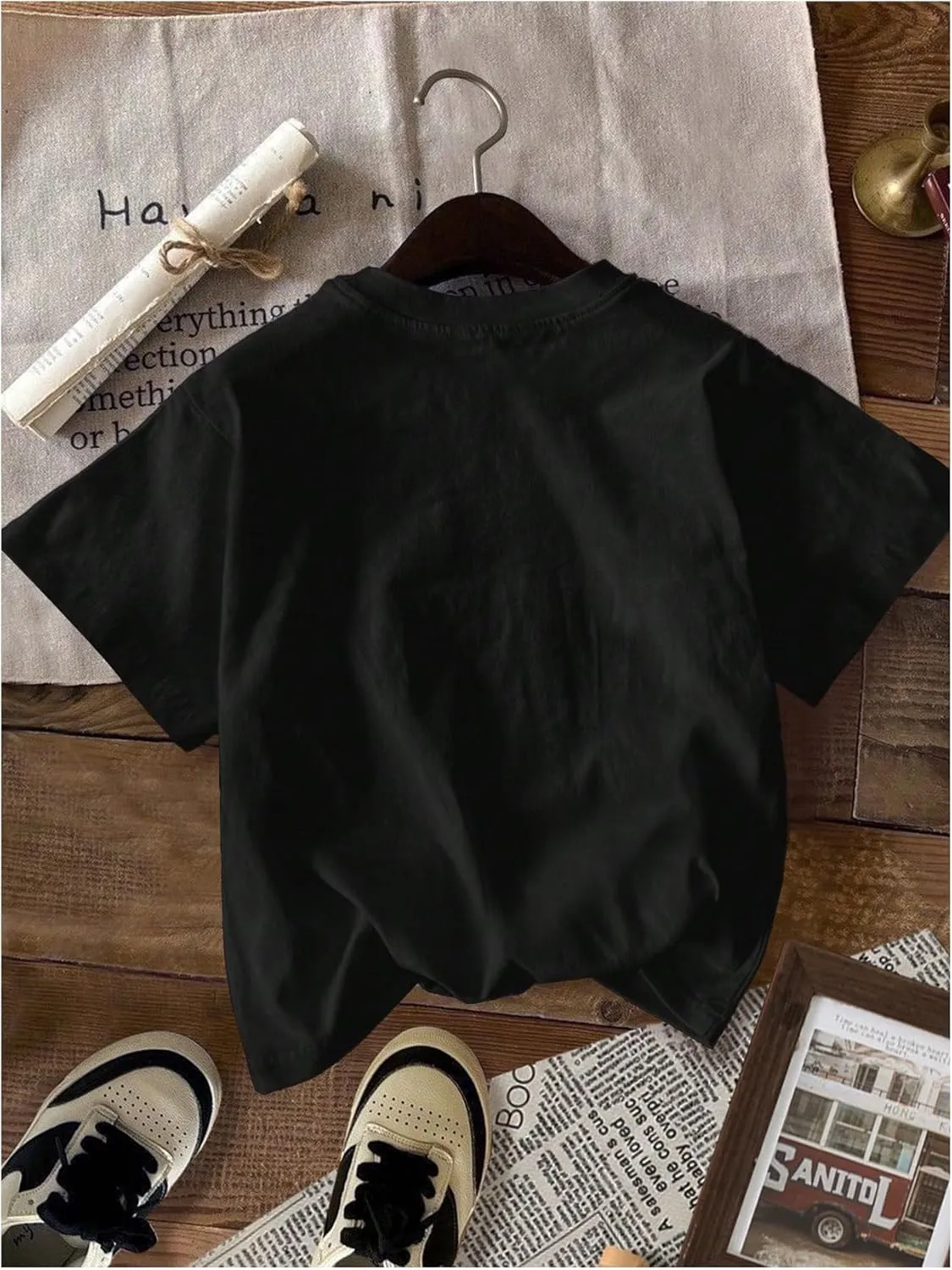 Women's Graphic Letter Tee Crew Neck Drop Shoulder Trendy Summer T Shirt Short Sleeve Vintage Car Print Top