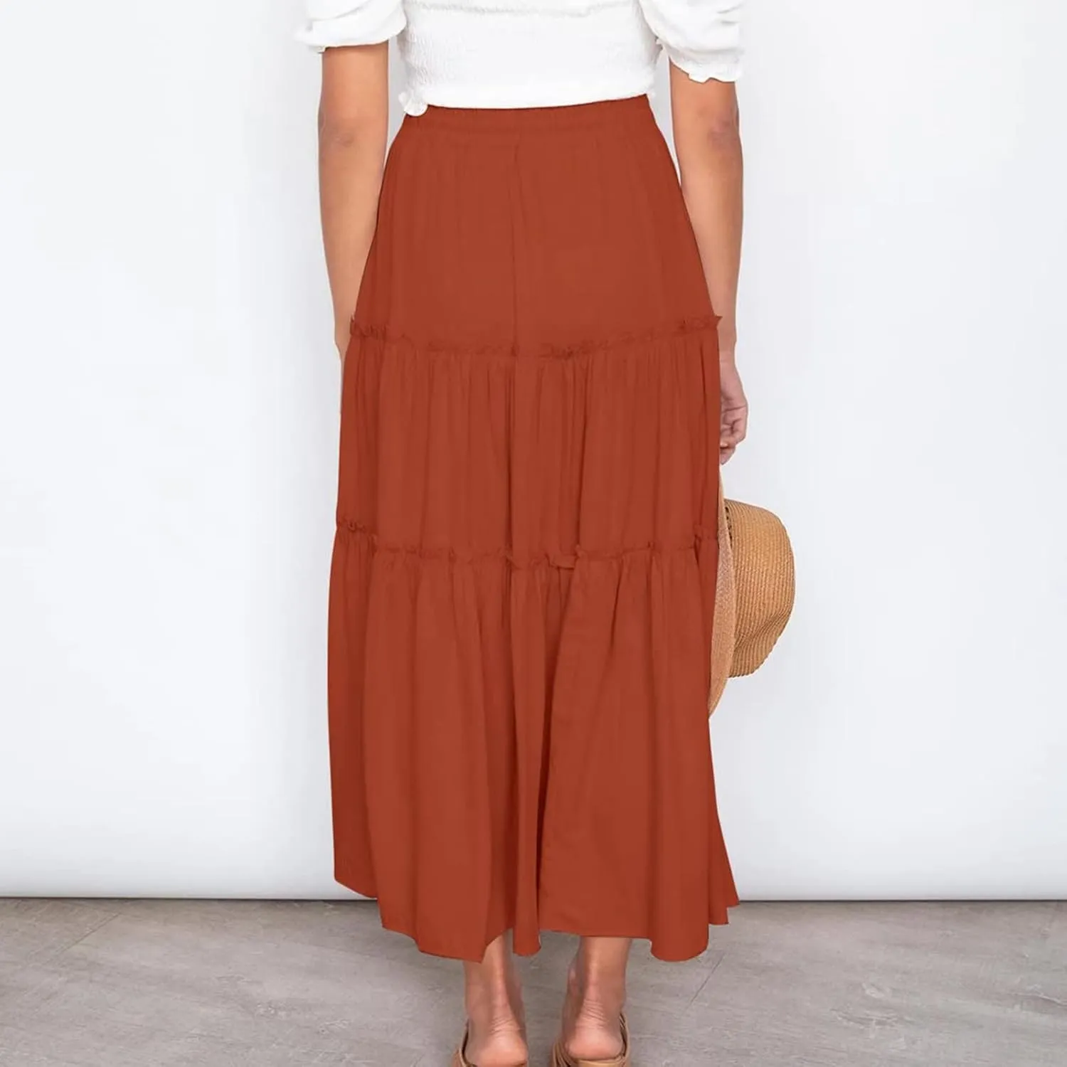Womens High Waist Pleated Skirt Boho Maxi Flowy Skirts Dressy Casual Summer Aline Elegant Work Long Skirts
