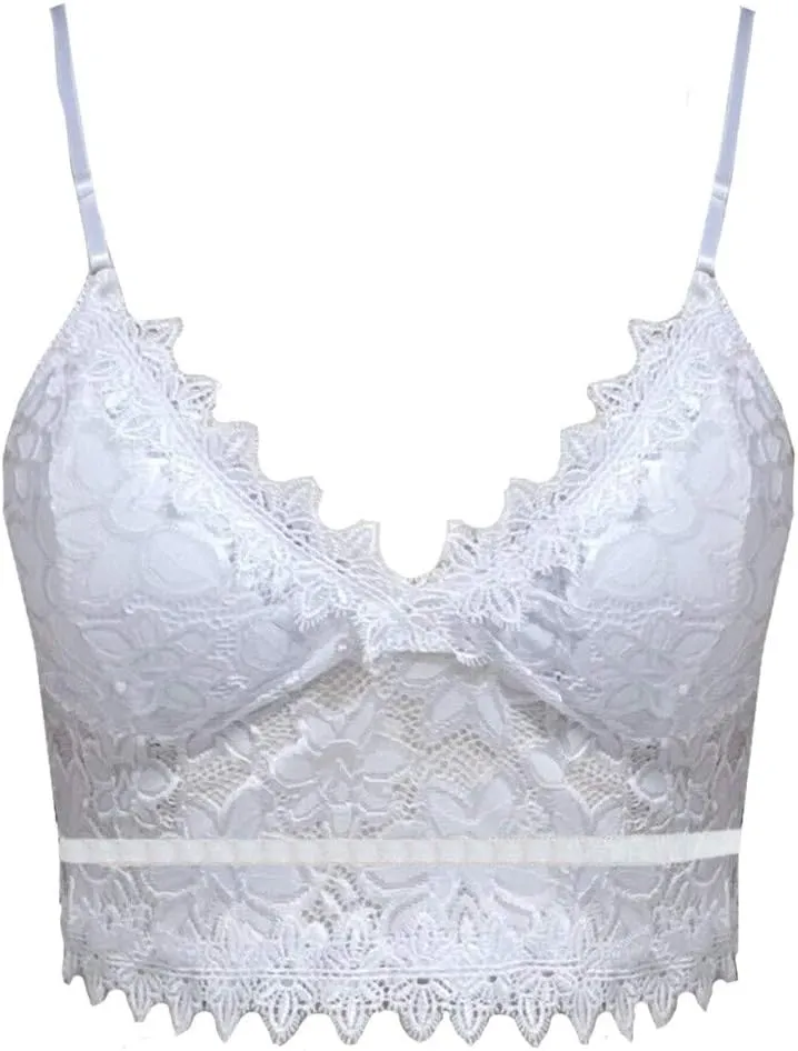 Womens Lace Camisole V Neck Spaghetti Strap Push Up Bra Tank Tops Sexy Wireless Basic Crop Vest Lingerie Underwear