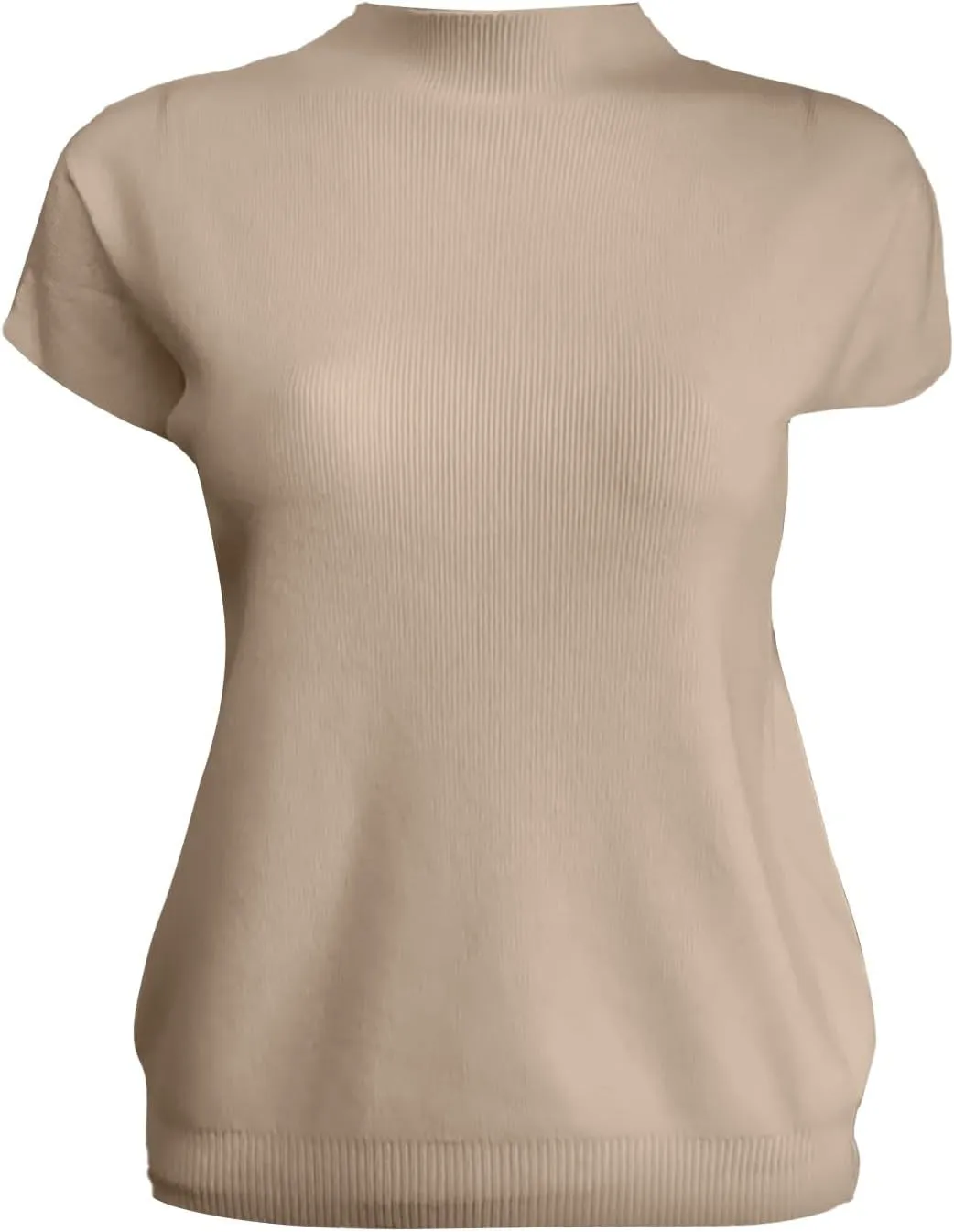 Women's Mock Turtleneck Tops Ice Silk Short Sleeve Slim Fit Summer Casual Shirts Lightweight Basic Tees Dressy Shirt for Work