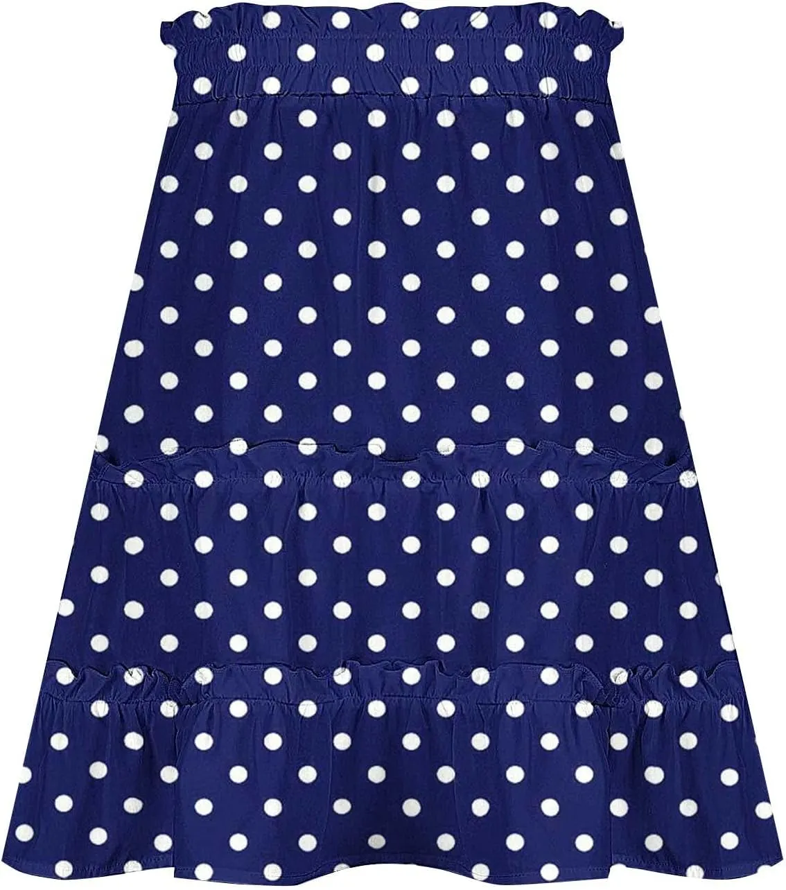 Womens Polka Dots Mini Layered Skirt Ruffle High Elastic Waist Drawstring Short Flowy Cute Summer Skirts