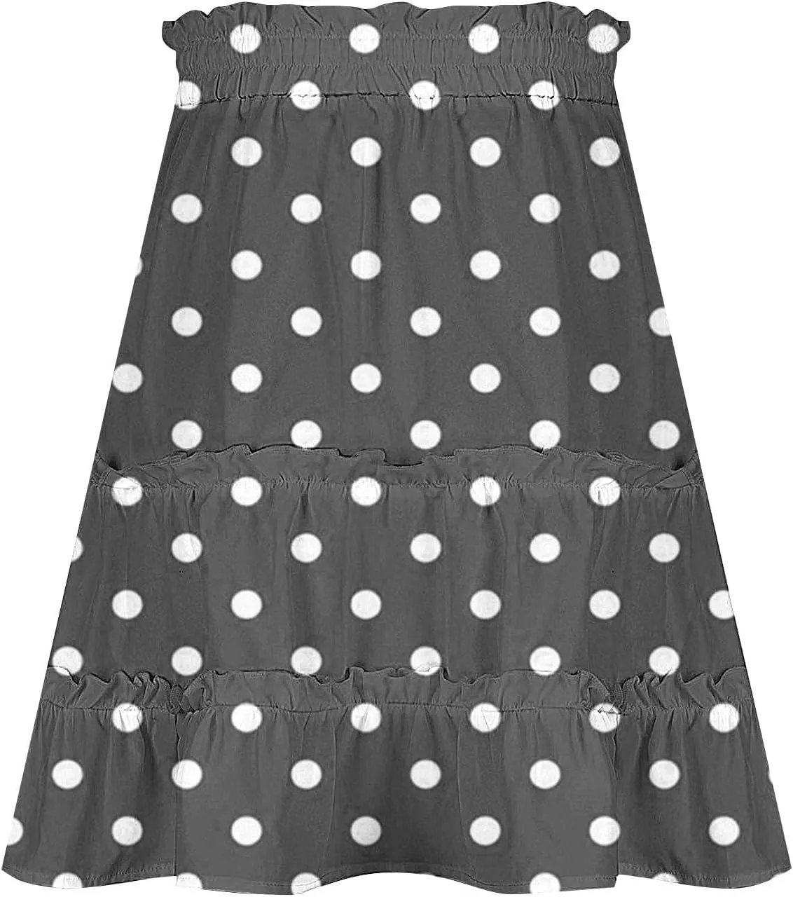 Womens Polka Dots Mini Layered Skirt Ruffle High Elastic Waist Drawstring Short Flowy Cute Summer Skirts