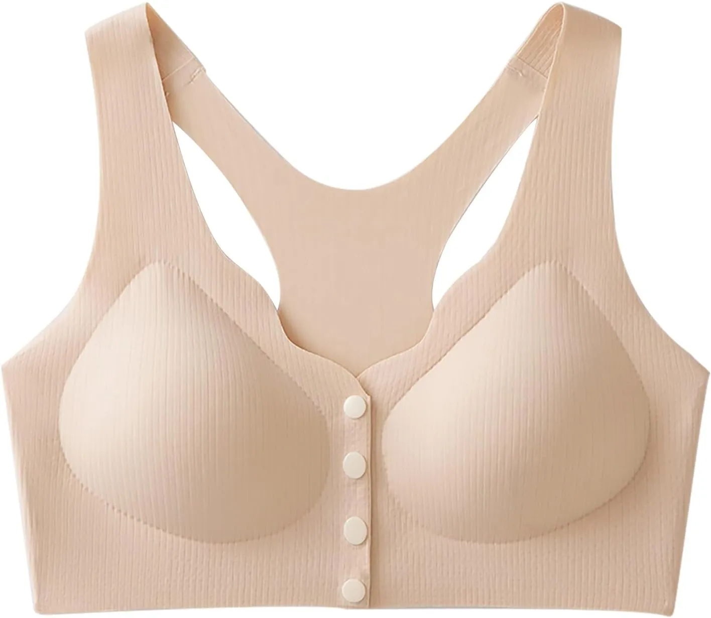 Women's Racerback Sports Bras Comfort Ice Silk Seamless Front Closure Gathered Bra Wireless Push Up Yoga Sports Bras