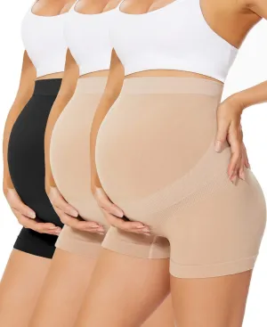 Womens Seamless Maternity Boyshort Underwear Over Bump, Pregnancy High Waisted Shapewear Panties for Support Belly