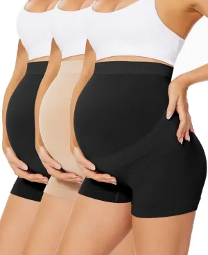 Womens Seamless Maternity Boyshort Underwear Over Bump, Pregnancy High Waisted Shapewear Panties for Support Belly