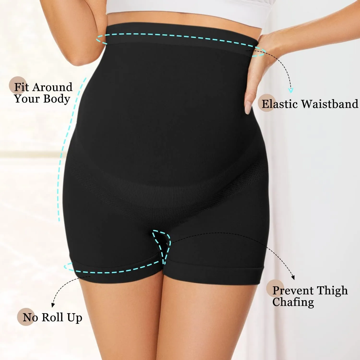 Womens Seamless Maternity Boyshort Underwear Over Bump, Pregnancy High Waisted Shapewear Panties for Support Belly