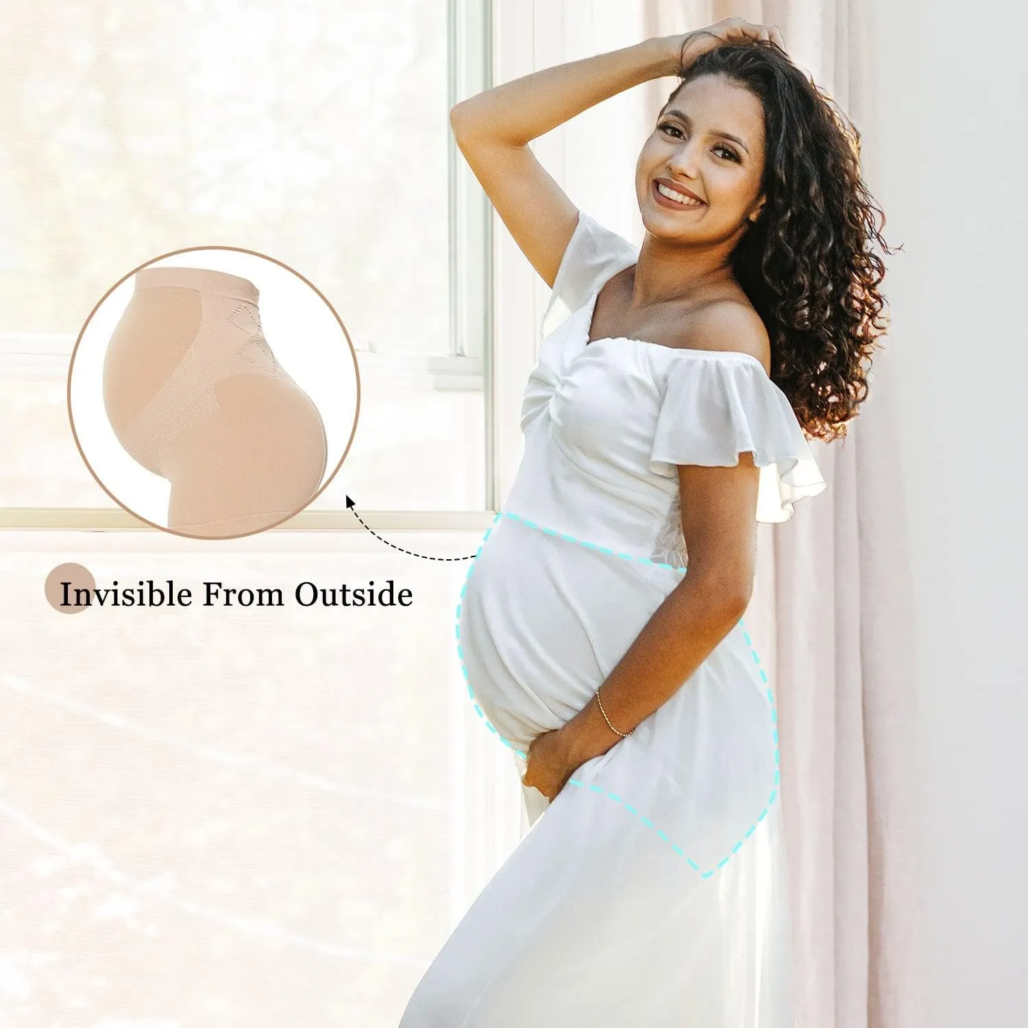 Womens Seamless Maternity Boyshort Underwear Over Bump, Pregnancy High Waisted Shapewear Panties for Support Belly