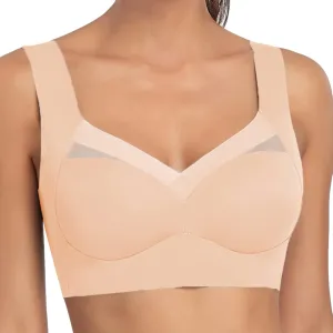 Womens Seamless V Lace Bras Plus Size Ice Silk No Underwire Push Up Supportive Bras Full Coverage Everyday Bralettes