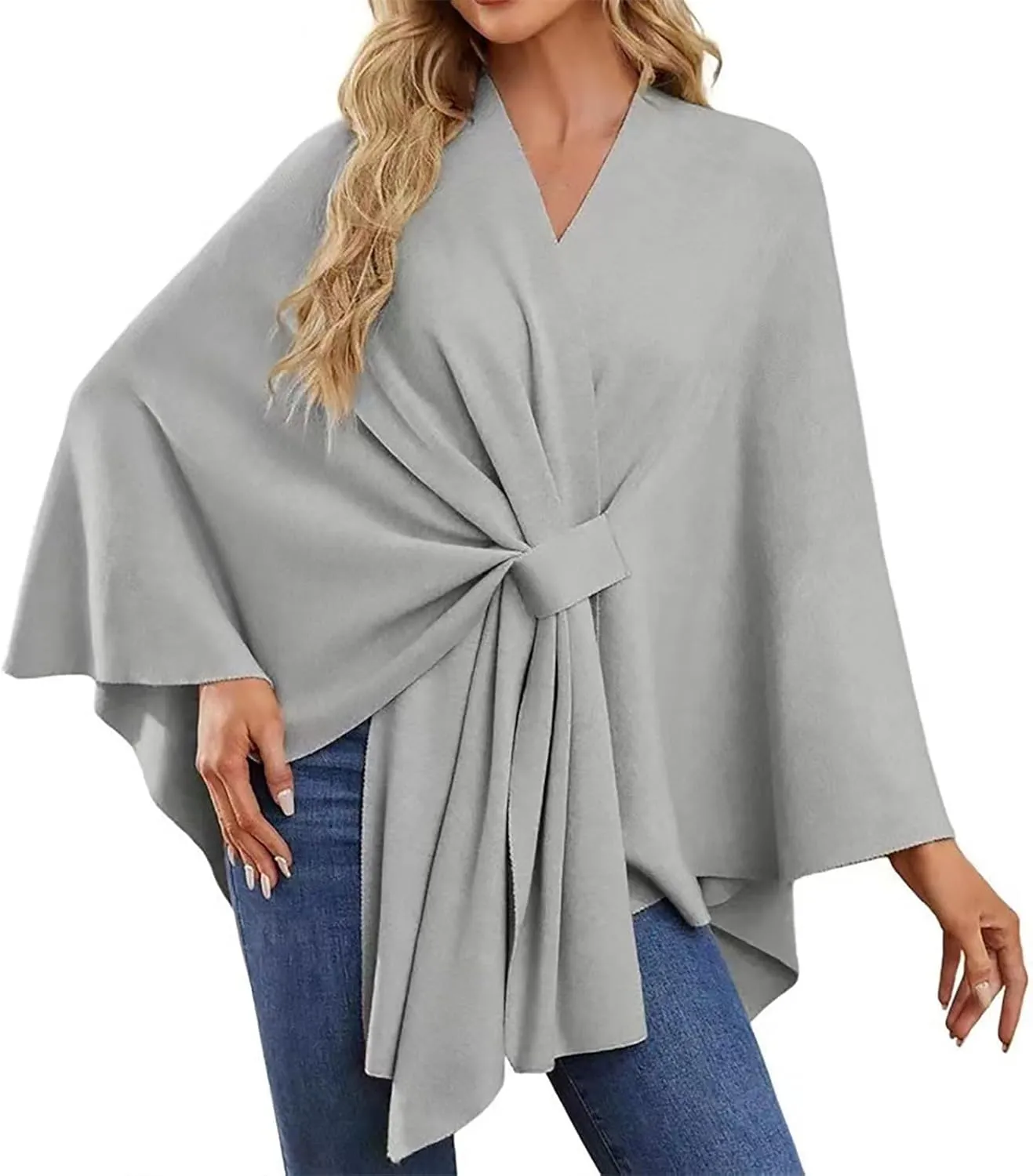 Women's Shawl Wrap Knitted Open Front Poncho Cape Oversized Sweaters Casual Cardigan Shawls for Fall Winter