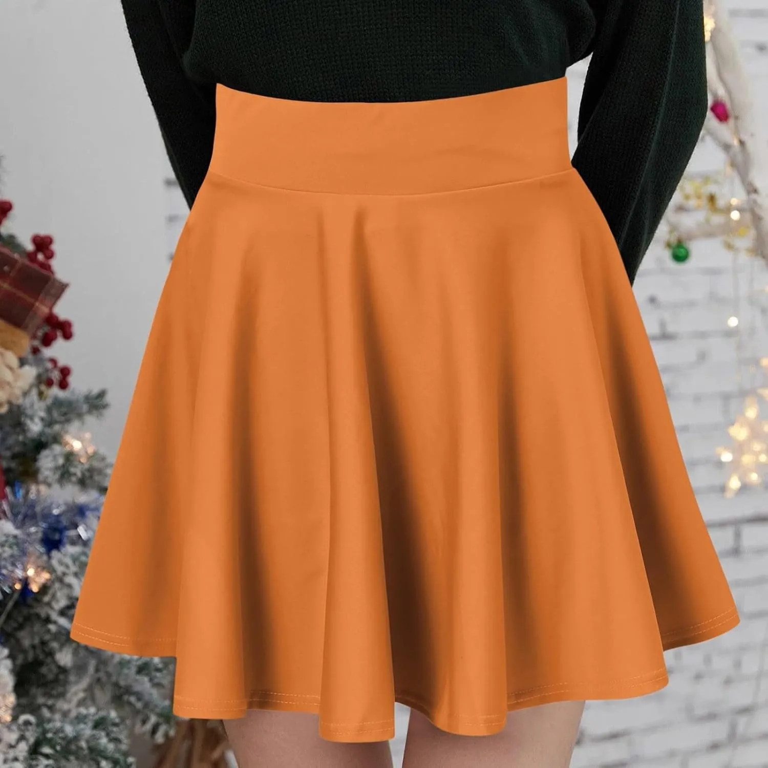 Womens Skirts Short Length with Slim Liner Stretchy High Elastic Waist Pleated Mini Shorts Skirts for Women