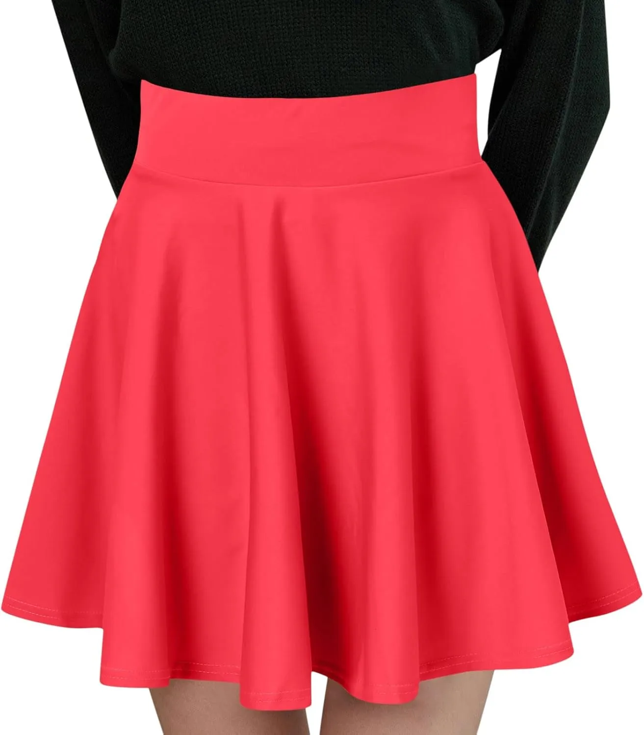 Womens Skirts Short Length with Slim Liner Stretchy High Elastic Waist Pleated Mini Shorts Skirts for Women