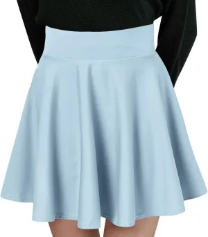 Womens Skirts Short Length with Slim Liner Stretchy High Elastic Waist Pleated Mini Shorts Skirts for Women
