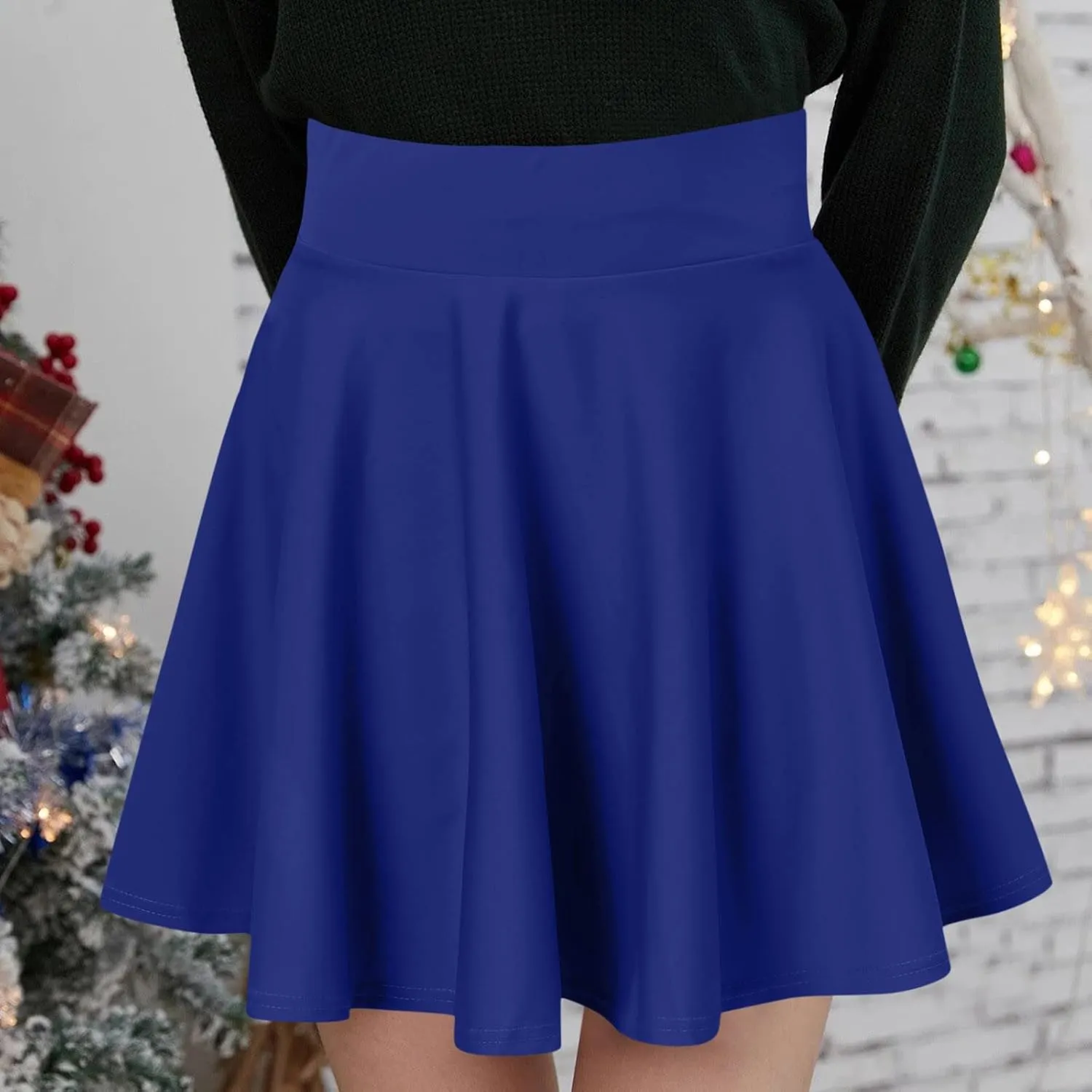 Womens Skirts Short Length with Slim Liner Stretchy High Elastic Waist Pleated Mini Shorts Skirts for Women