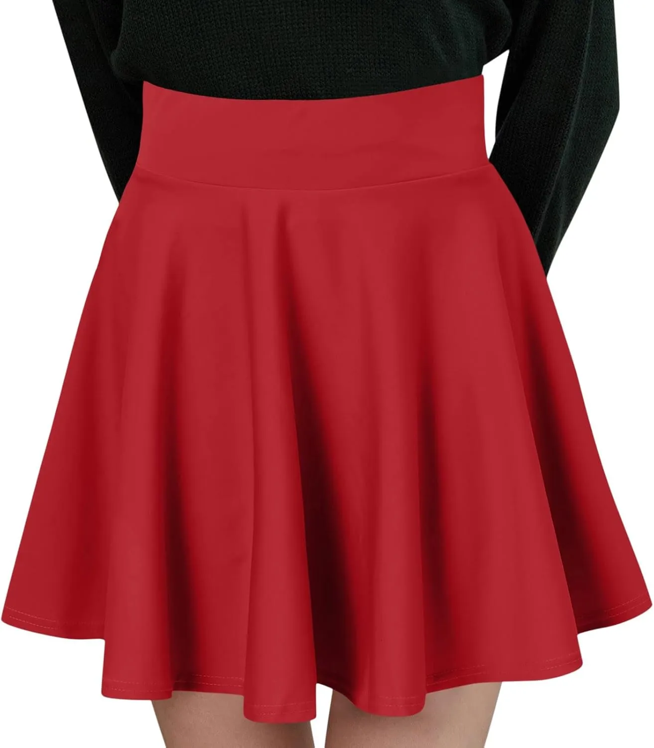 Womens Skirts Short Length with Slim Liner Stretchy High Elastic Waist Pleated Mini Shorts Skirts for Women