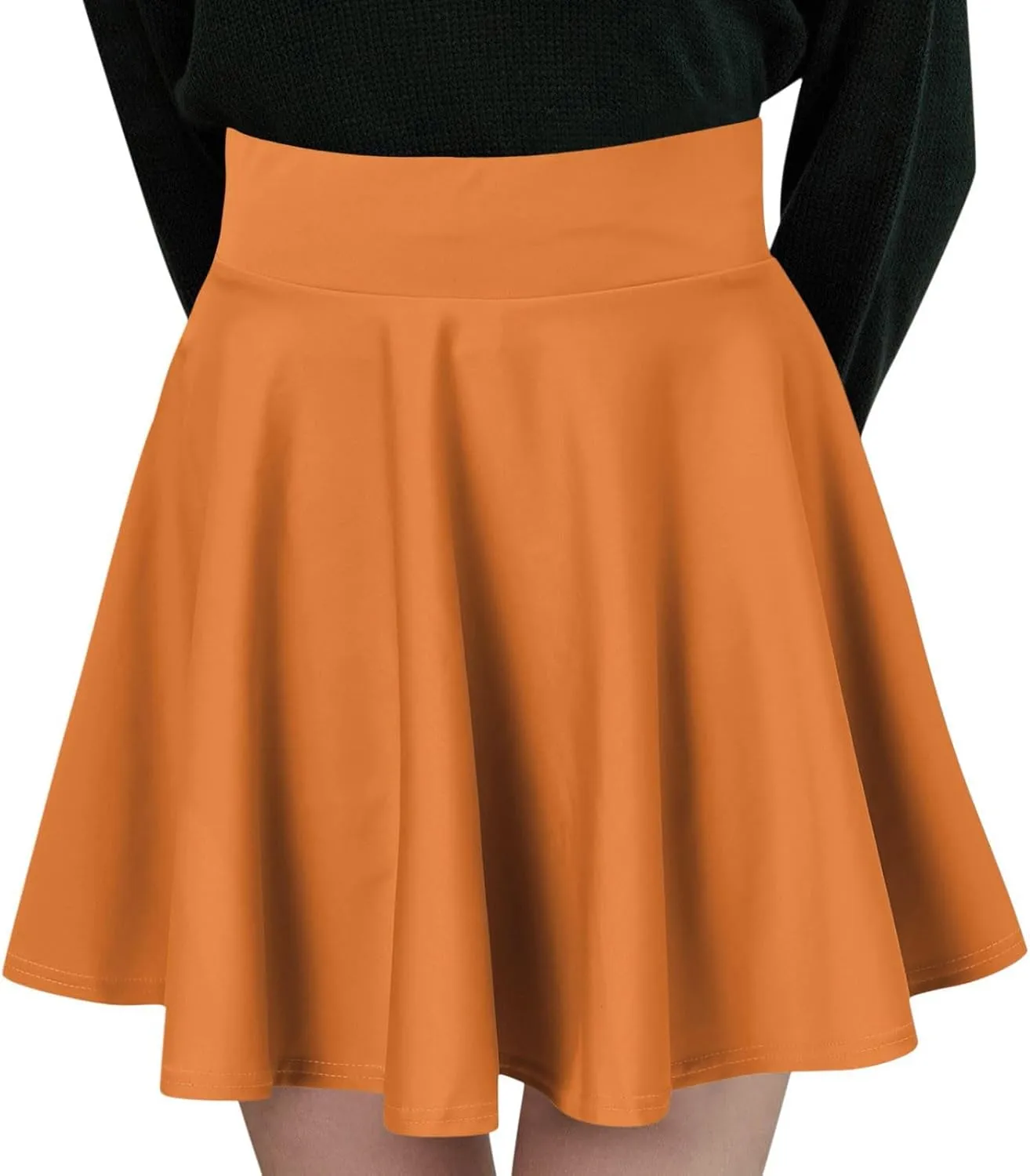 Womens Skirts Short Length with Slim Liner Stretchy High Elastic Waist Pleated Mini Shorts Skirts for Women