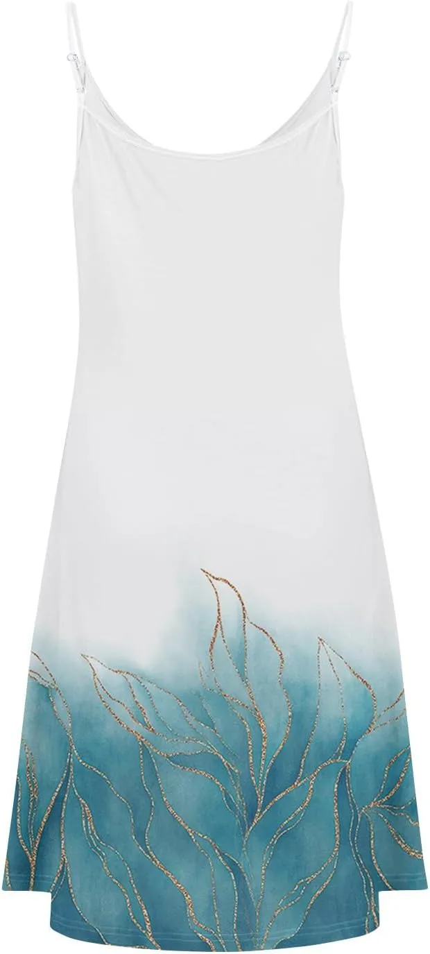 Womens Summer Dresses Floral Beach Mini Dress Button Flowy Sleeveless Beach Cover Up Spaghetti Strap Casual Sundresses