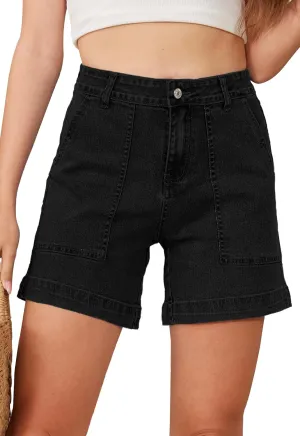 Women's Summer Stretch Jean Shorts with Pockets Casual High Waisted Denim Shorts