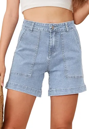 Women's Summer Stretch Jean Shorts with Pockets Casual High Waisted Denim Shorts