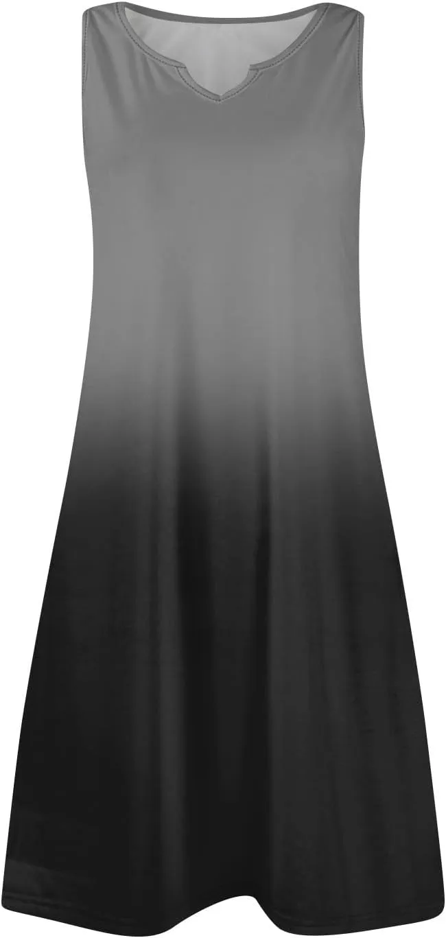 Women's Tank Nightgown Dresses V Neck Sleepshirts Soft Dress Sleeveless Solid Color Chemise Nightdress S-XXL