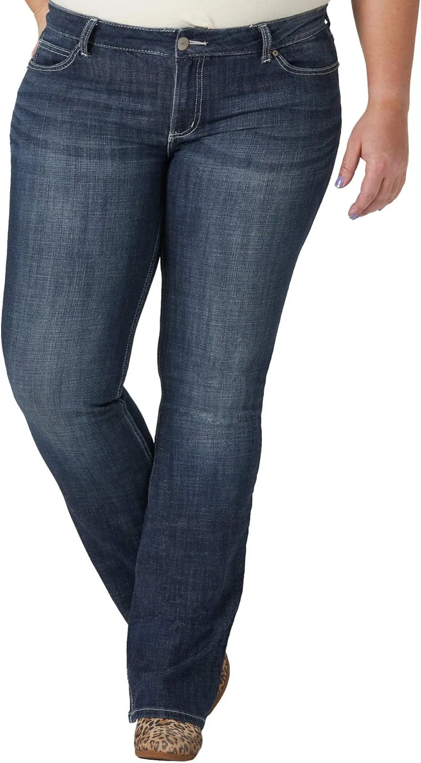 Wrangler Women's Western Mid Rise Stretch Boot Cut Jean