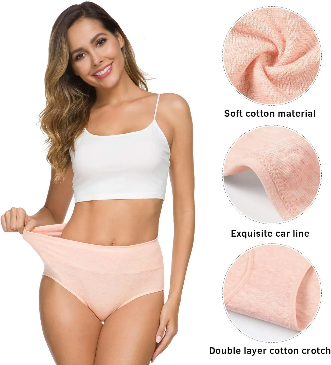 Xibing Women's Cotton Underwear Soft Breathable High Waist Briefs Full Coverage Panties Multipack