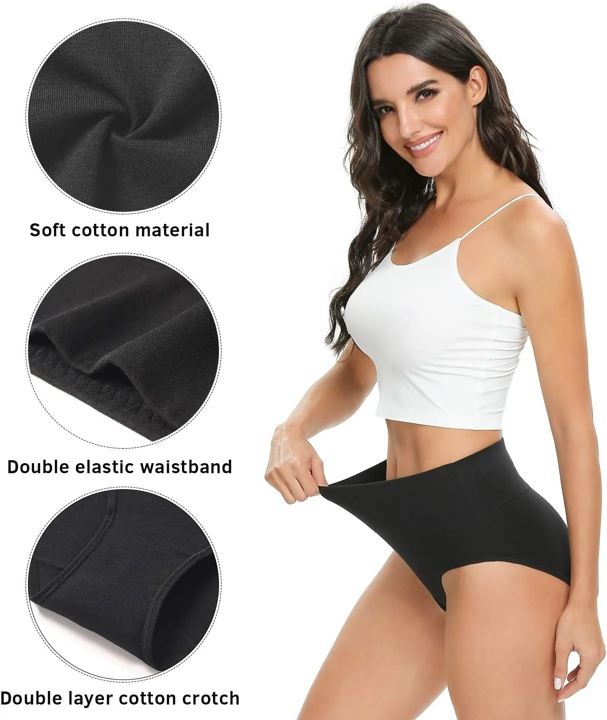 Xibing Women's Cotton Underwear Soft Breathable High Waist Briefs Full Coverage Panties Multipack