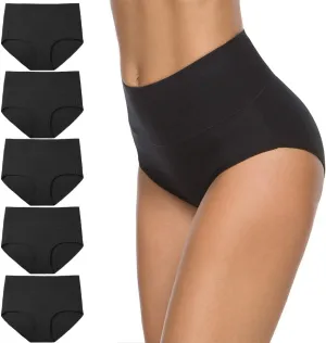 Xibing Women's Cotton Underwear Soft Breathable High Waist Briefs Full Coverage Panties Multipack