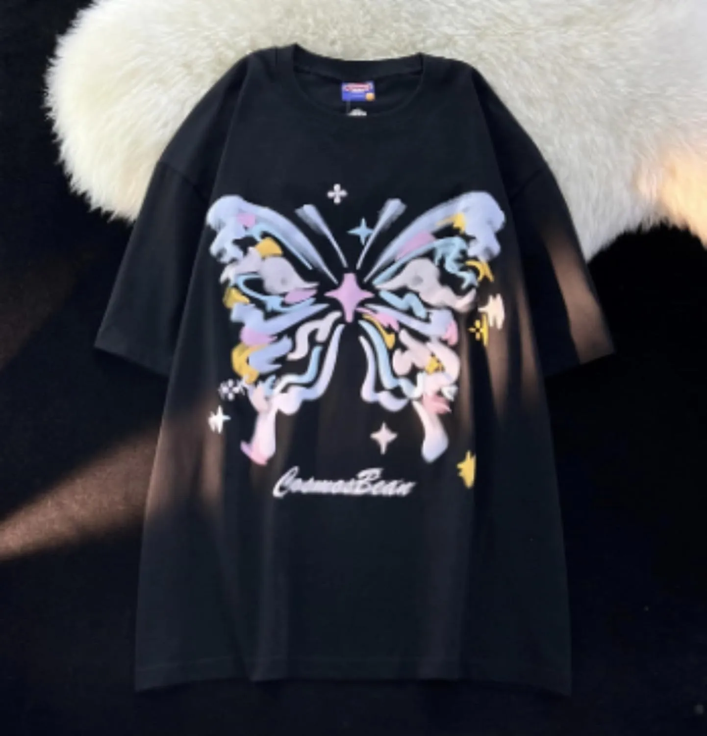 Y2k Graphic Print Tees Vintage Stamp Tee Coastal Clothes Oversized Aesthetic Tops Cute Tshirt