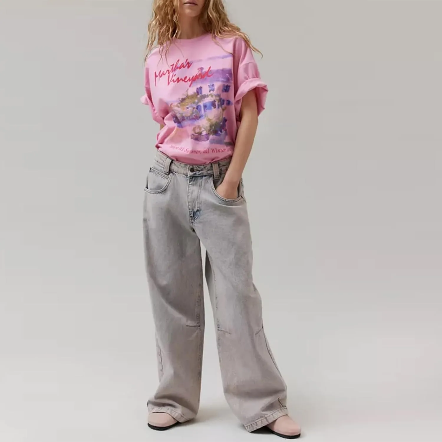 Y2k Womens Oversized Fruit Graphic Print Tees Shirts Vintage Flower Baggy Tshirt Tops Coastal Clothes Aesthetic