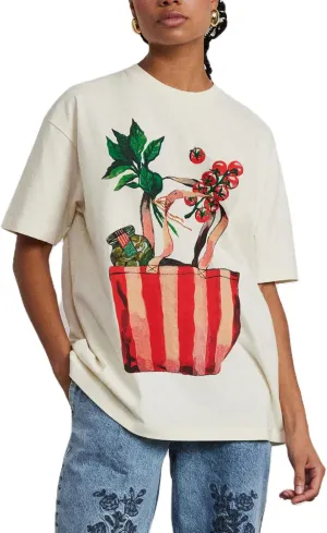 Y2k Womens Oversized Fruit Graphic Print Tees Shirts Vintage Flower Baggy Tshirt Tops Coastal Clothes Aesthetic