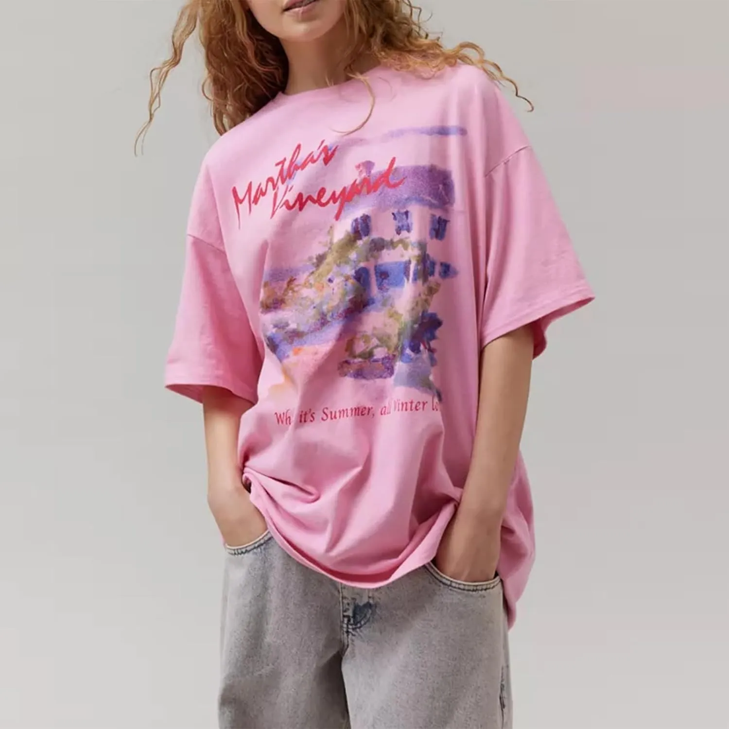 Y2k Womens Oversized Fruit Graphic Print Tees Shirts Vintage Flower Baggy Tshirt Tops Coastal Clothes Aesthetic