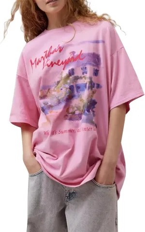 Y2k Womens Oversized Fruit Graphic Print Tees Shirts Vintage Flower Baggy Tshirt Tops Coastal Clothes Aesthetic