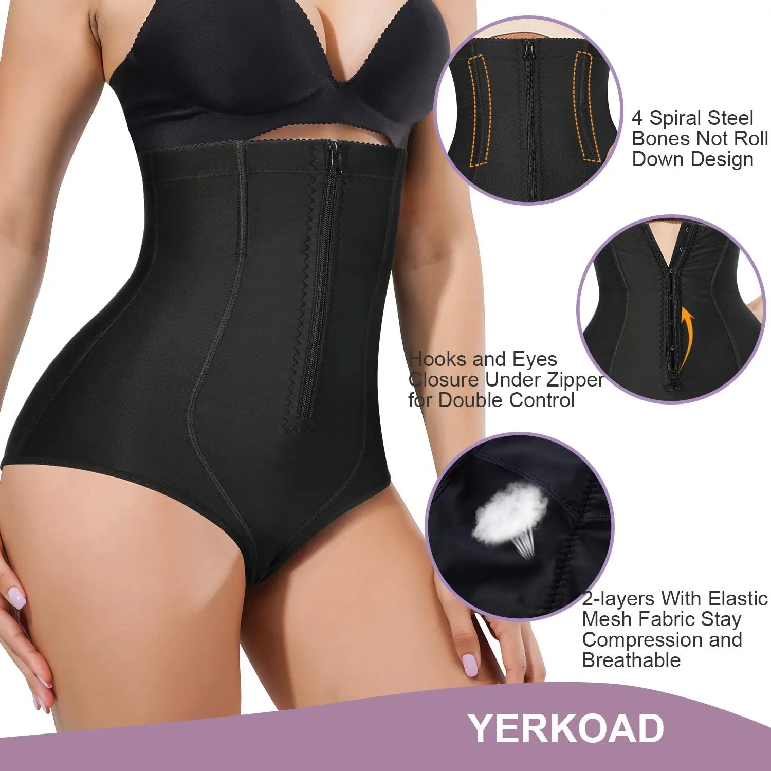 YERKOAD Women Tummy Control Panties Shapewear Bodysuit Butt lifter Shorts Hi- Waist Trainer Body Shaper Underwear Slim Corset