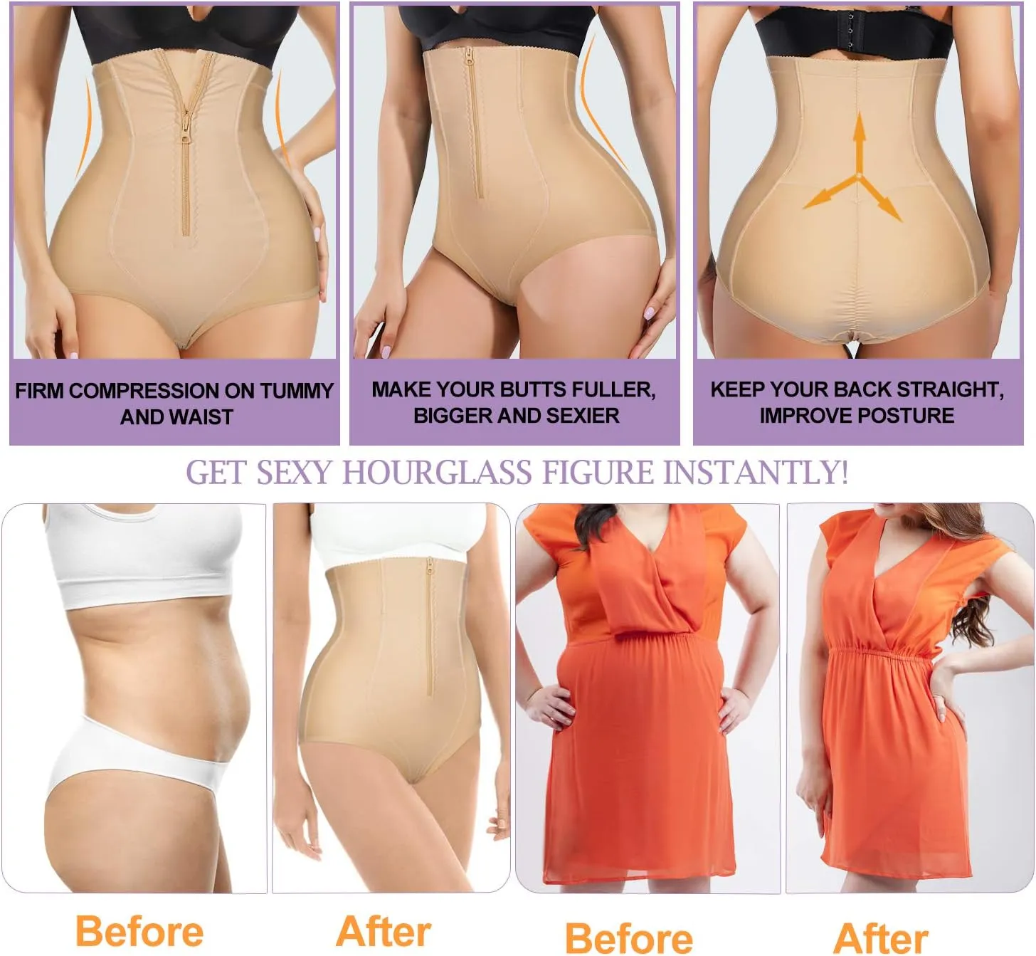 YERKOAD Women Tummy Control Panties Shapewear Bodysuit Butt lifter Shorts Hi- Waist Trainer Body Shaper Underwear Slim Corset