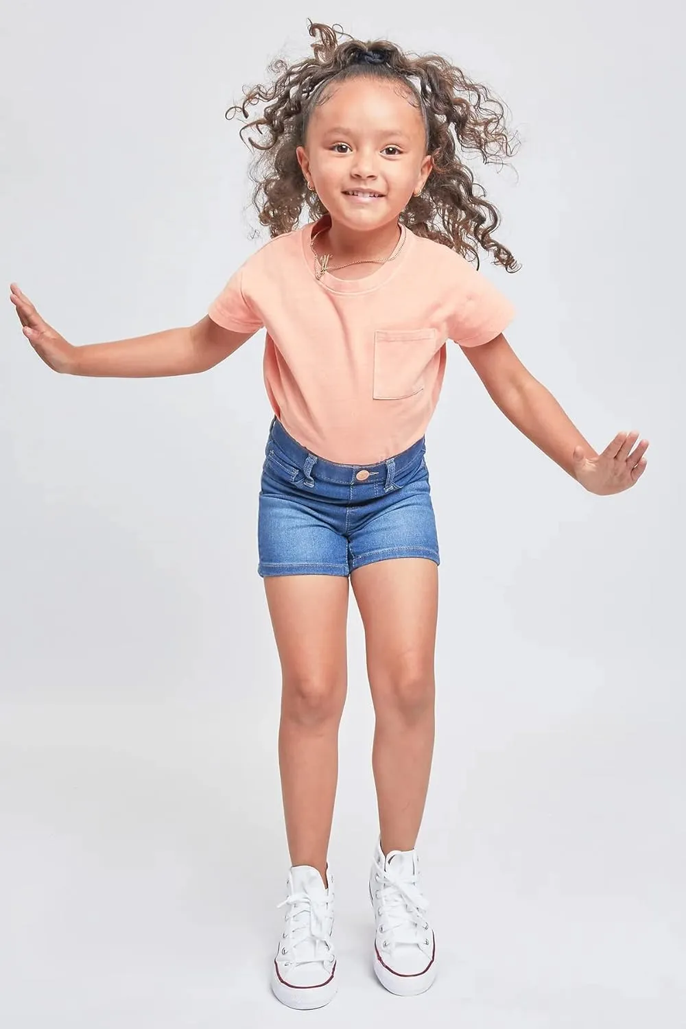 YMI Toddler Girls Mid-Rise Pull on Denim Short
